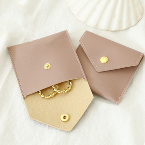 Custom <b>Small</b> Pu Leather Envelope Jewelry Bag and <b>Box</b> with Emboss Logo Bracelet Earring and Jewelry Package Display - Product Image 4