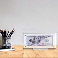 Porte-billets rectangulaire en papier acrylique Cadre pour billets en acrylique Porte-billets en acrylique transparent Cadre d'affichage pour billets en acrylique