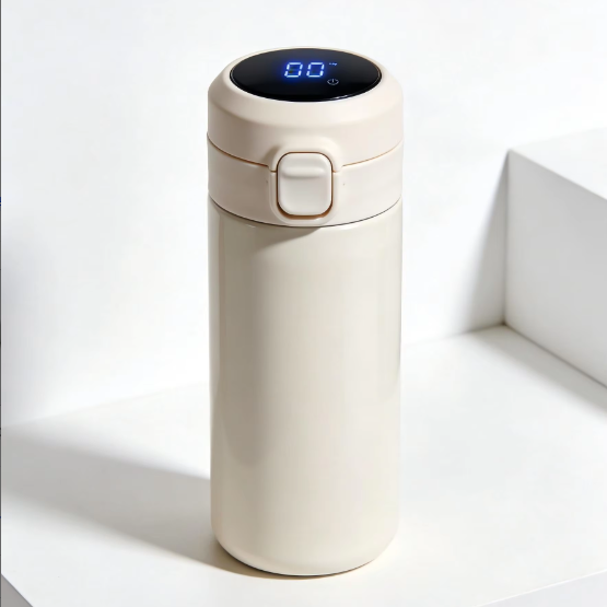 Smart Plastic Insulated Water Bottle-LED Temperature Display USB Rechargeable Portable Vacuum Thermos Electric Adjustment