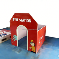 Nanpak Équipement de jeu détachable en bois, modèles Station de pompiers, Clinique vétérinaire, Aire de jeux intérieure/extérieure, Maison de jeu de rôle et Café, pour 2-5 enfants