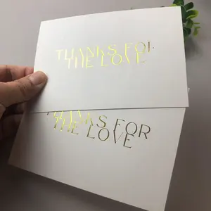 Individuelles neues Design Druck Name 450 gsm weißes Papier Geschäft danke für Ihre Bestellung Karte Goldfolie Marke Logo Einkaufskarten