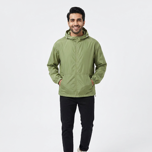 Custom Logo <b>Long</b> Sleeve Casual Zip up Polyester Vintage Hooded <b>Jackets</b> Sports Outdoors Windbreaker for <b>Men</b> - Product Image 1