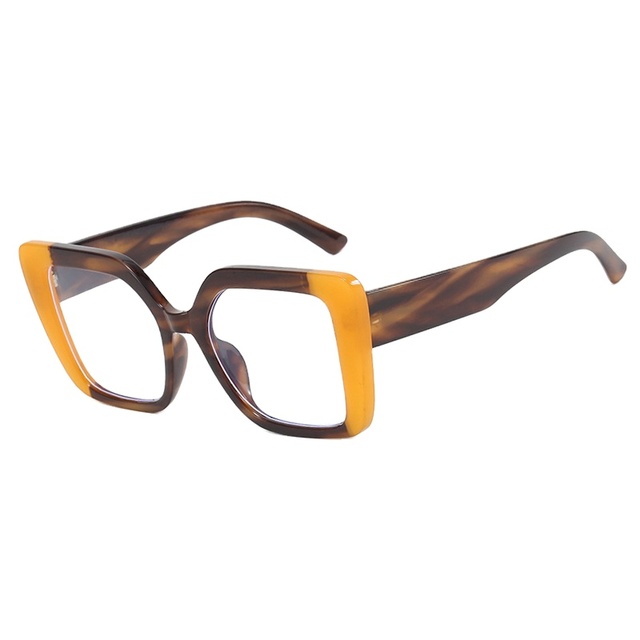 2025 Newest Square Rectangular Eyeglass Frames with Color Blocking Design Anti Blue Light Non-Prescription Glasses