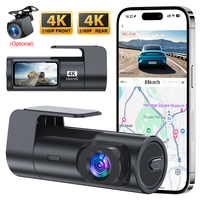Nouvelle caméra de tableau de bord 4K UHD à 2 objectifs avec WiFi, connexion téléphonique, vision nocturne, enregistreur vidéo DVR pour automobile