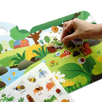 Stylo parlant pour livre d'autocollants réutilisable en silicone/PET, étanche, écologique, avec design de dessin animé et impression découpée, idéal pour la promotion et le bureau