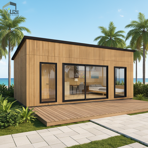 Casa <span class=keywords><strong>Vacanze</strong></span> Prefabbricata Contemporanea Personalizzata in Container Modificato con Tetto a Spiovente e Rivestimento in Legno - Product Image 1