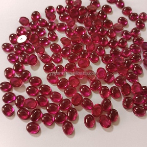 Prix d'usine # 5 pierres rouges rubis, cabochon, face plate, fond plat, ovale, pierres précieuses en vrac, corindon synthétique - Product Image 4