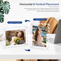 Cadre photo magnétique autoportant transparent en plastique, double face, pour table, ornement de table pour la maison