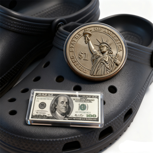 Gesper Dekoratif Universal untuk Pakaian dan Sepatu, Desain Kustom, Bahan Karet, Motif Dollar Australia, Pound Sterling, Euro, Cocok untuk DIY - Product Image 4