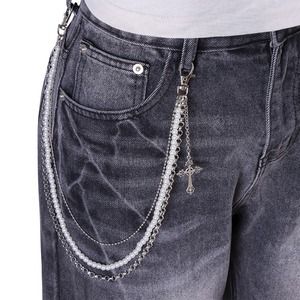 Chaîne de taille Yueli en fausses perles multicouches avec pendentif croix, style hip-hop, unisexe, pour usage quotidien, à plusieurs tours - Product Image 2
