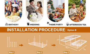 Bakzon – Ensemble de présentoirs à desserts en acrylique à 3 niveaux amélioré avec plateaux de service pour cupcakes, idéal pour mariages, baby showers et goûters - Product Image 2