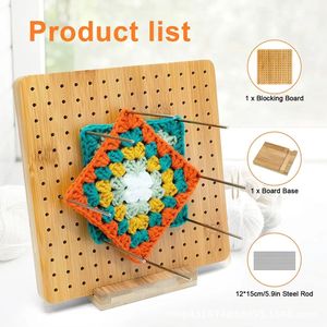 Nuevo tablero cuadrado transfronterizo de bambú y madera para tejer con hilo, herramienta DIY para dar forma con aguja de ganchillo y aguja de moldear, con orificio para hilo y ganchillo - Product Image 5