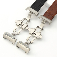 Bracelet de montre HUANLONG en cuir véritable grain crocodile, souple, respirant, réglable, étanche, avec boucle papillon en acier inoxydable, 20 mm