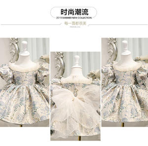 Robe de princesse jacquard rétro espagnole pour bébé fille, nouvelle robe à manches bouffantes, robe tutu avec nœud pour le 1er anniversaire de bébé - Product Image 3