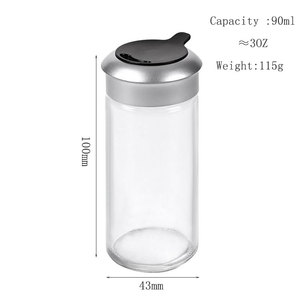 3oz 90ml pequeño tarro de especias de vidrio pimienta de sal botella de embalaje con hermético tapas de plata coctelera - Product Image 6