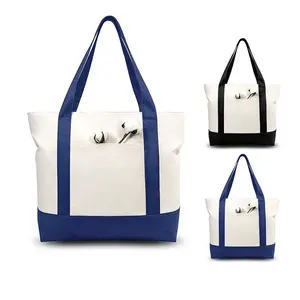 Borsa da donna di lusso pesante in tela di cotone eco-friendly resistente e riutilizzabile tote bag a tracolla per la spesa