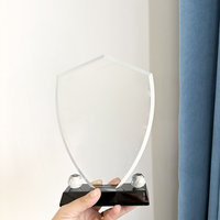 Trophée en cristal de style simple pour entreprise, avec base noire, pour sublimation, idéal pour les récompenses sportives