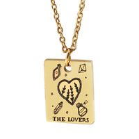 Collier Pendentif Populaire en Acier Inoxydable Plaqué Or pour Femme, Motifs Cœur, Soleil, Lune, Étoile de la Mort, Carte de Tarot – Idéal Cadeau Tendance