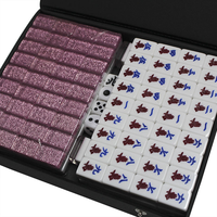 Jeu de Mahjong portable en acrylique avec étui de voyage, jeu de table pour divertissement festif