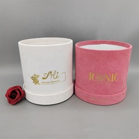 Coffret Cadeau Rond en Velours Blanc Rose avec Revêtement UV et Gaufrage, Boîtes d'Emballage Cadeau en Matériaux Recyclés avec Couvercles