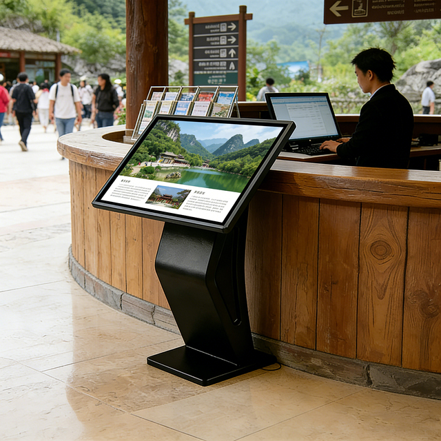 Interactive Digital Flip Book Machine Virtual E-Book | 43 Inch Slanted Touch Table Information Kiosk for Corporate Lobby