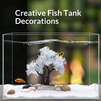 Décoration d'aquarium OEM : Arbre artificiel à feuilles roses, ensemble de conception personnalisée, lot en gros