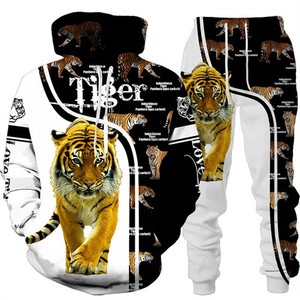 Mát Người Đàn Ông Của Thể Thao Giản Dị Tracksuit Set Mùa Thu Và Mùa Đông 3D Tiger In Hoodie Quần Phù Hợp Với Động Vật Mới Thiết Kế - Product Image 3