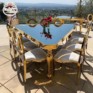 بيع بالجملة من المصنع طاولة زفاف للحفلات بمثلث رومانسي من الفولاذ المقاوم للصدأ مع سطح Mdf - Product Image 1