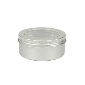 Direct Sale Round Proof Hand Twist Seal Screw Aluminium Tin Cans with clear top window for Food Packaging