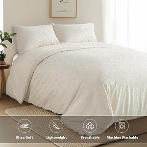 Copripiumino Jacquard Jacquard di lusso motivo floreale copripiumino <span class=keywords><strong>Set</strong></span> 3 pezzi federa <span class=keywords><strong>Set</strong></span> copripiumino - Product Image 3