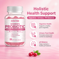 Gummies Probiotiques BioFlex pour Femmes OEM 50 Milliards de UFC 10 Souches avec Prébiotiques Canneberge pour la Santé Digestive et Urinaire