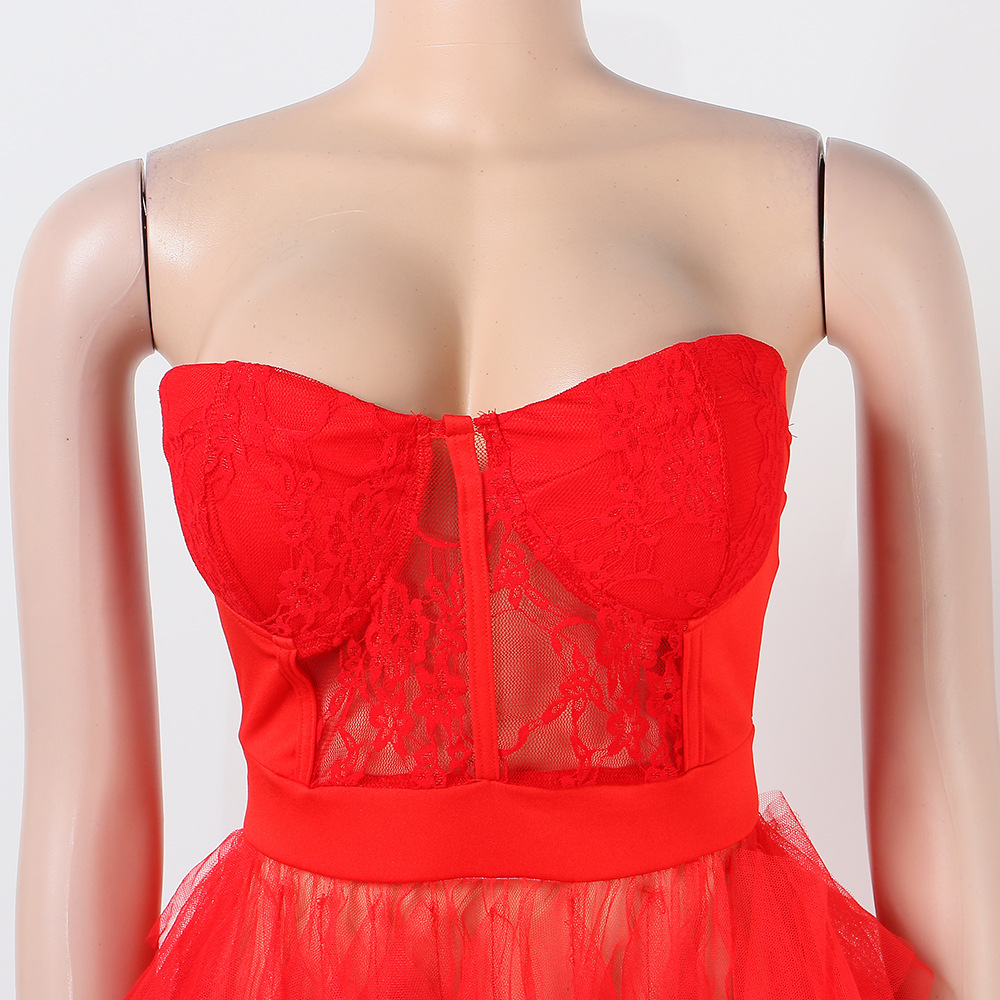 Woman Dress Sexy Lace Flower Fashion Vestido Women Dress 2022 Lady Party See-through Tulle Evening Dresses