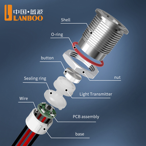 Pulsante Tattile Momentaneo LANBOO LB12QC 12mm IP65 Impermeabile con LED ad Anello 1NO, Testa Piatta, 5-24V 220V, in Metallo per Elettrodomestici - Product Image 3