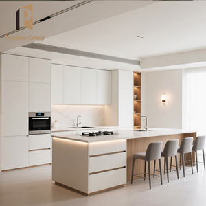 ארונות מטבח אי לבן שייקר מותאם אישית מודרני מלא לבן pvc עץ עץ לבוד סט ארון סט - Product Image 3