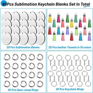 Produits de porte-clés de sublimation 80 pièces porte-clés étiquette en vrac avec des blancs ronds double face de transfert de chaleur de 2 pouces - Product Image 4