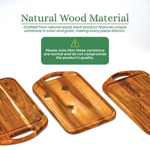 Tabla de cortar de madera de acacia de 33x20x1.5cm con asa, rectangular, para cocina. - Product Image 5