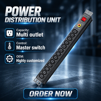 Soket PDU Industri Standar Universal DF Harga Pabrik, Terkelompok, Terukur, 8 Stopkontak AC, 10A, Serbaguna