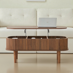 Mesa de centro de elevación estriada, mesa central de madera, mesa auxiliar de mesa de elevación ovalada moderna <span class=keywords><strong>para</strong></span> el hogar, <span class=keywords><strong>Muebles</strong></span> <span class=keywords><strong>Para</strong></span> <span class=keywords><strong>La</strong></span> <span class=keywords><strong>Casa</strong></span> - Product Image 1