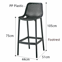 Chaise haute de bar de luxe pour la maison, chaise commerciale en plastique PP intégral pour îlot de cuisine, restaurant, bistrot, hôtel, événements