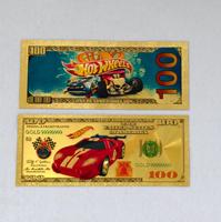 Set de Billetes Conmemorativos de Lámina Dorada de Superdeportivos de Carreras ..hot wheel..