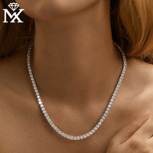 5A cubique zircone Tennis collier 925 en argent Sterling griffe ensemble Hip Hop bijoux <span class=keywords><strong>or</strong></span>/argent plaqué dames Premium chaîne cadeau - Product Image 2