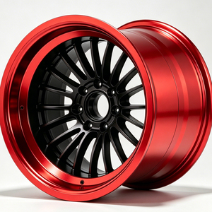 Jantes en alliage forgé 14 pouces 14.5J ET-35 à déport profond, rouge avec lèvre usinée, multi-rayons, pour Nissan Skyline R32 R33 R34, idéales pour voitures de drift - Product Image 3