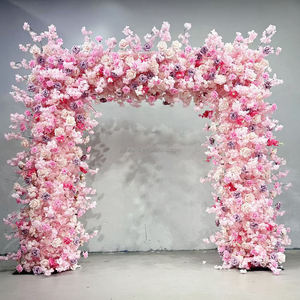 Arco Floral con Base de Tela X877 de 8x8 pies, Blanco, Rosa, Morado, <span class=keywords><strong>Azul</strong></span>, Rosa Claro, Flor de Cerezo, para Decoración de Bodas - Product Image 2