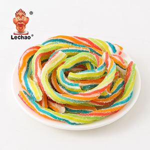 Lechao New Arrival Rainbow Twisted Sour Coated Chewy <strong>Candy</strong> Colorful Twisted Peel Jelly Gummy <strong>Candies</strong> Licorice Sugar - Product Image 1
