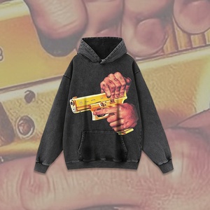 Sudadera con Capucha Vintage para Hombre, Estilo Retro Americano, Invierno 2025, Estampado de Personajes, Talla Grande, Lavada, Estilo Antiguo - Product Image 2