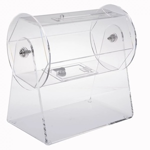 Distributeur de billets de tombola rotatif en acrylique transparent moderne avec serrure et logo personnalisé - Product Image 6