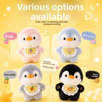 Peluche pingouin mignon avec pendentif bavoir, jouet de dessin animé, porte-clés de sac, ornement, poupée compagnon, cadeau unisexe 12cm