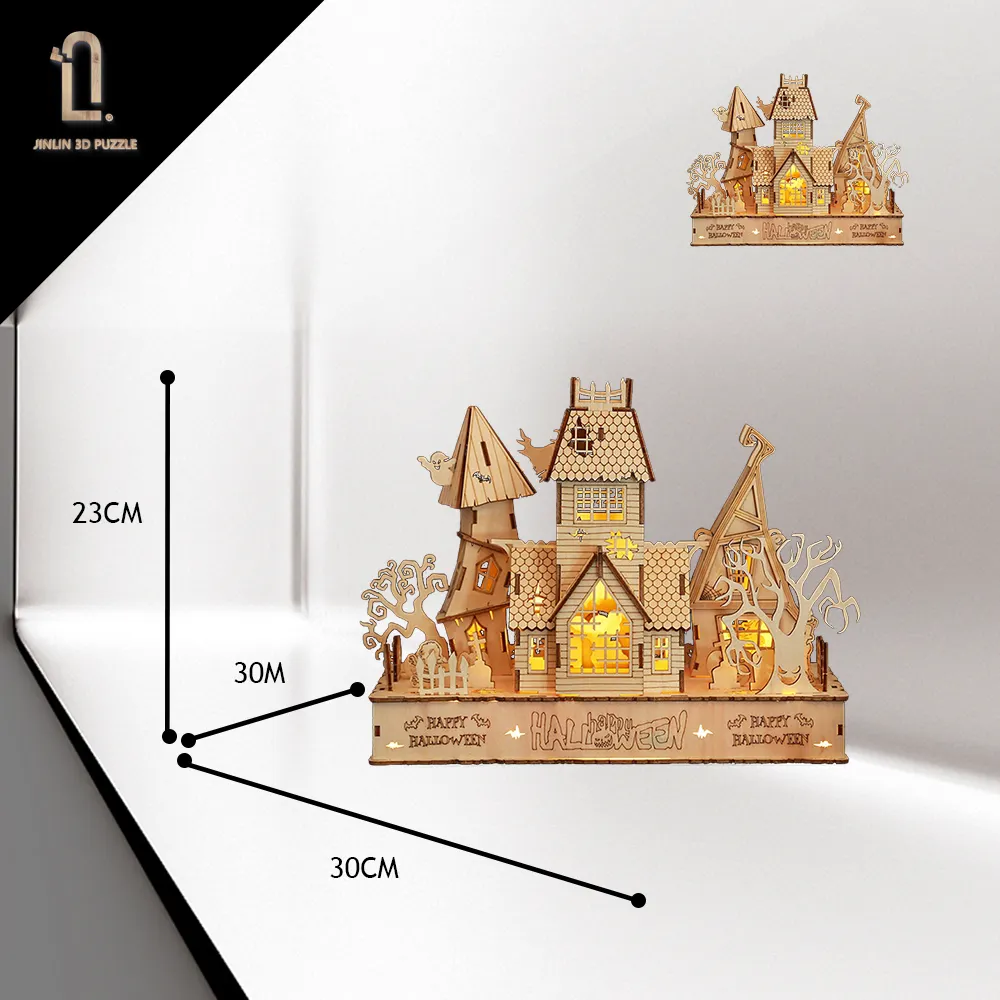 بيع بالجملة هدية هالويين جديدة ديي شبح مهرجان منزل المراهقين 3D خشبية لغز الاطفال اليدوية 3D ألعاب تعليمية