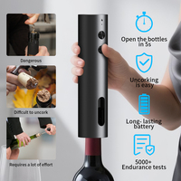 Ensemble ouvre-bouteille électrique rechargeable USB 5-en-1 avec tire-bouchon automatique, base de rangement, coupe-capsule, verseur et bouchon – Idéal pour un cadeau