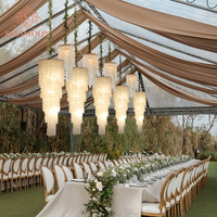 Lustre LED décoratif en coquilles, simple, élégant, grand, en acrylique, à piles solaires, luxueux, pour hôtels, restaurants, salles de banquet, mariages